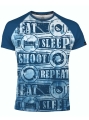 koszulka męska sportowa eat sleep shot repeat niebieska