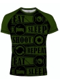 koszulka męska sportowa eat sleep shot repeat zielona