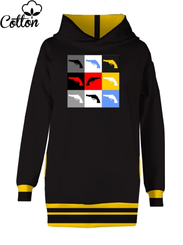 bluza bawałniana długa tunika rewolwery popart